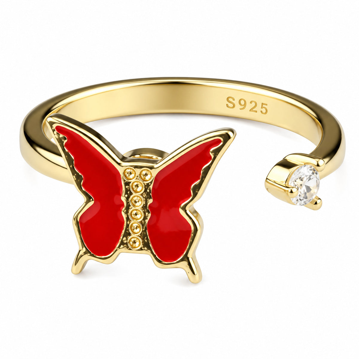 Gold Butterfly Ring Adjustable Open Spinner Ring Rotating Fidget Ring 1572