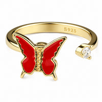 Gold Butterfly Ring Adjustable Open Spinner Ring Rotating Fidget Ring 1572
