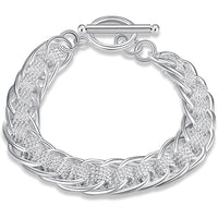 925 Sterling Silver 20 cm Multi Strand Bracelet with Braided Mesh Chain 1869