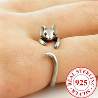 Cute Mouse Ring 🐭 | 925 Sterling Silver Adjustable Open Wrap Ring Girls 535