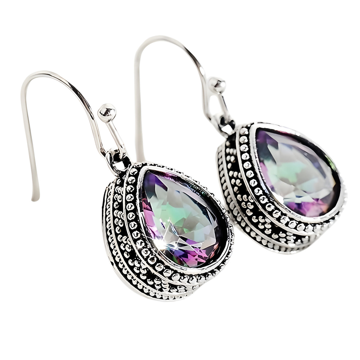 Bohemian Retro Dangle Earrings Women, Copper Alloy Cubic Zirconia Teardrop 551