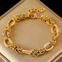 Gold Colour Chain Bracelet Women, Luxury Oval Link Bracelet Interwoven Knot B334