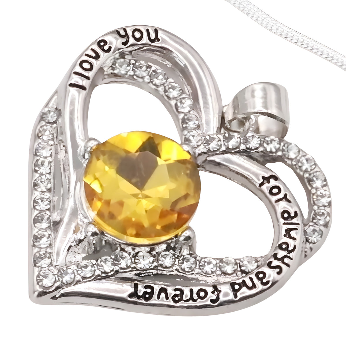 Love Heart-Shaped Zircon, Engraved “Love You Forever” Trendy Heart-Shaped B267