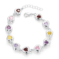 925 Sterling Silver Noble Charm Bracelets Zircon Chain Crystal Jewelry B195