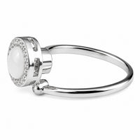 Adjustable Open Ring Silver Tone Halo Statement Ring Clear Stone Accent 1583