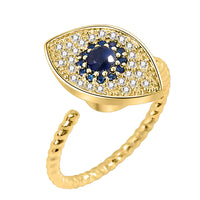 Rotatable Evil Eye Spinner Ring Zircon Adjustable Fidget Band Anxiety Stres 1529