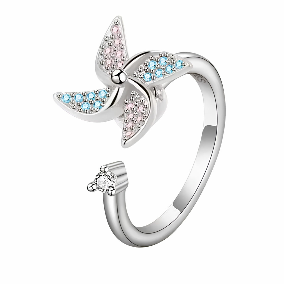 Windmill Spinner Ring Adjustable Open Ring Rotating Fidget Ring For Anxiety 1565