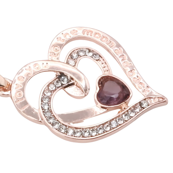 18K Gold Plated Heart Necklace For Women Zinc Alloy Material With Red Princ B302