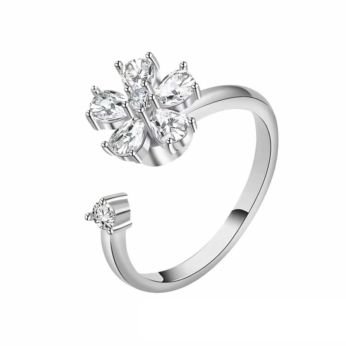 Floral Spinner Ring Rotatable Adjustable Open Ring Spinning Fidget Ring 1542