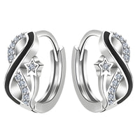 925 Sterling Silver Crystal Hoop Earrings, Huggie Style with Cubic Zirconia 538