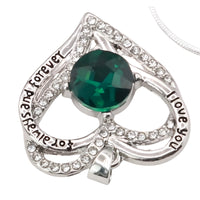 Emerald Heart Necklace For Women Rhodium-Plated Base Metal Zircon Fashion B277