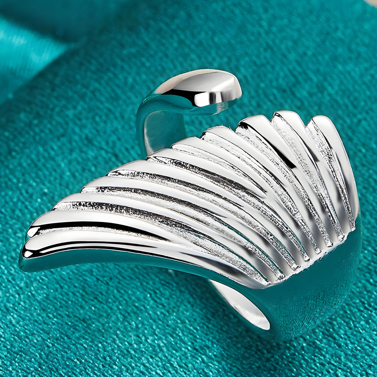Unified Jewellery Adjustable Angel Wing Feather Statement Ring Women Silver 1867