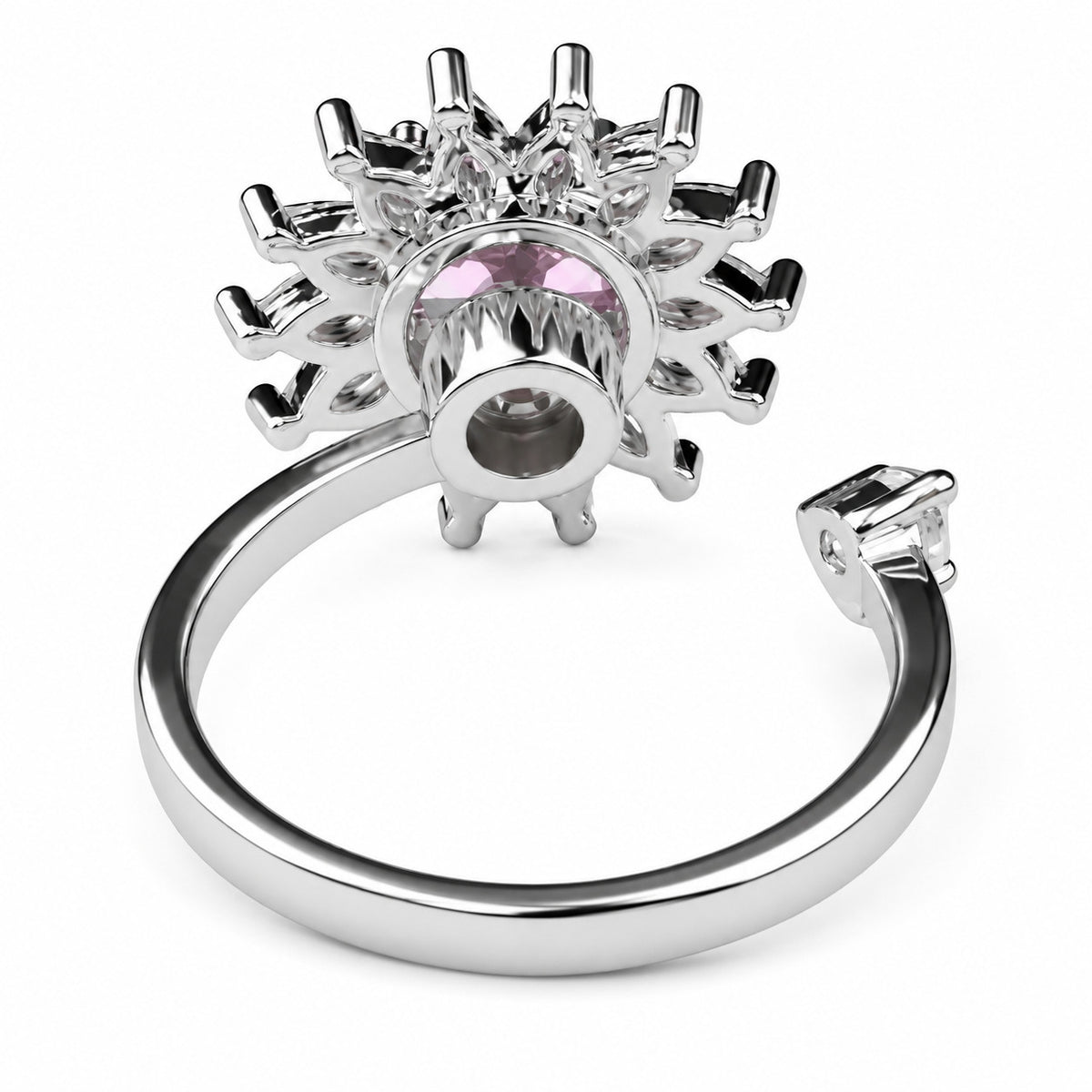 Rotatable Spinner Ring Adjustable Fidget Anxiety Ring Floral Halo Sunburst 1532