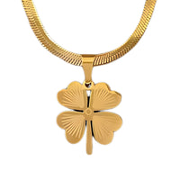 Gold Four Leaf Clover Pendant Necklace Women – Stainless Steel Snake Chain 750