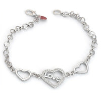 Unified Jewellery 925 Luxury Love Heart Chain Bracelet Clear Stones 20cm 1862