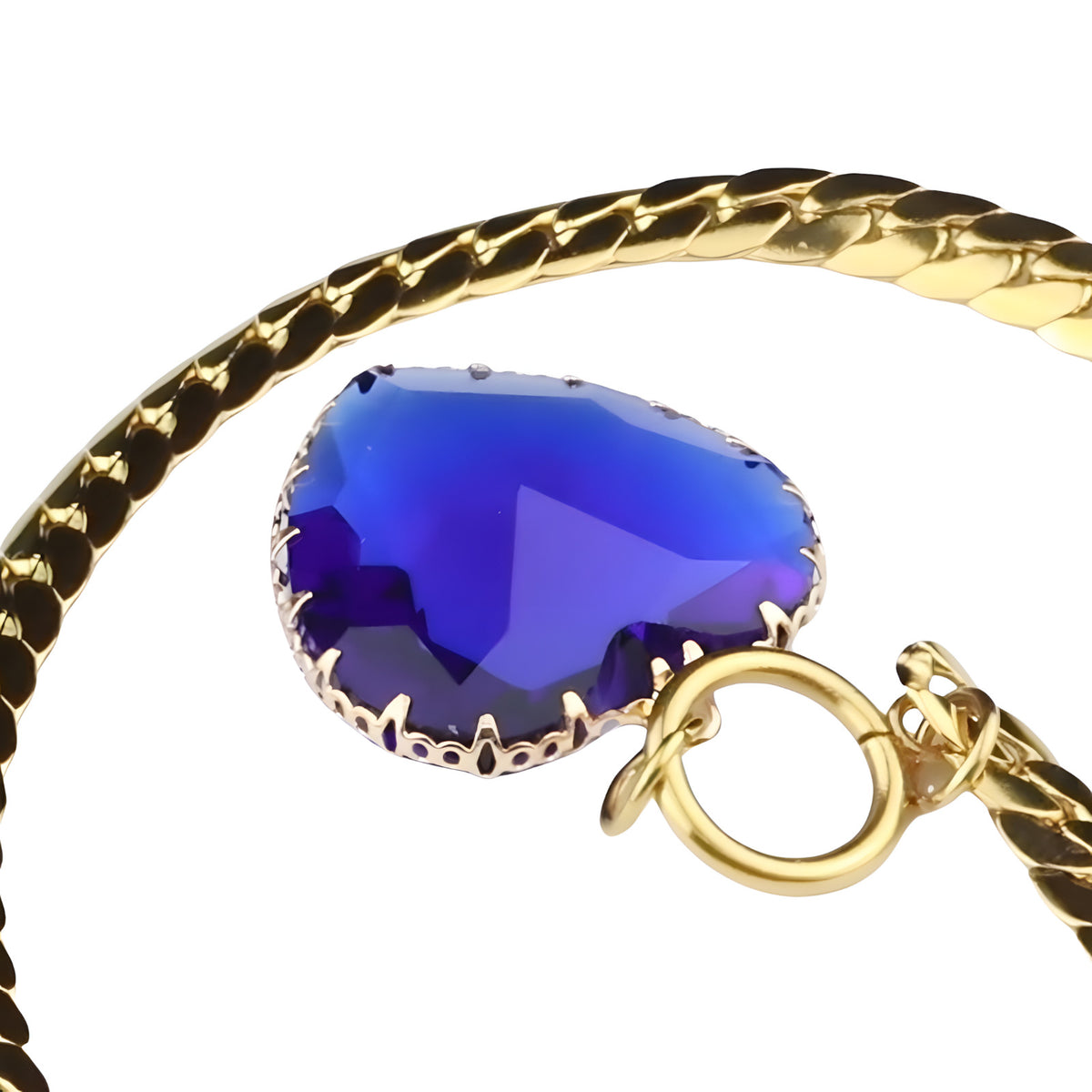 Royal Blue Heart Pendant Necklace Toggle Chain Statement Collar Necklace 1331