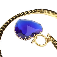 Royal Blue Heart Pendant Necklace Toggle Chain Statement Collar Necklace 1331