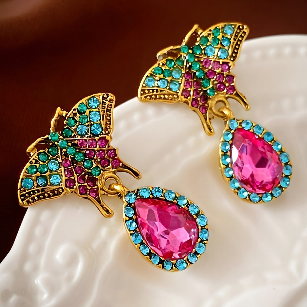 18K Gold Plated Butterfly Earrings Women – Elegant Zinc Alloy Drop Earrings 759