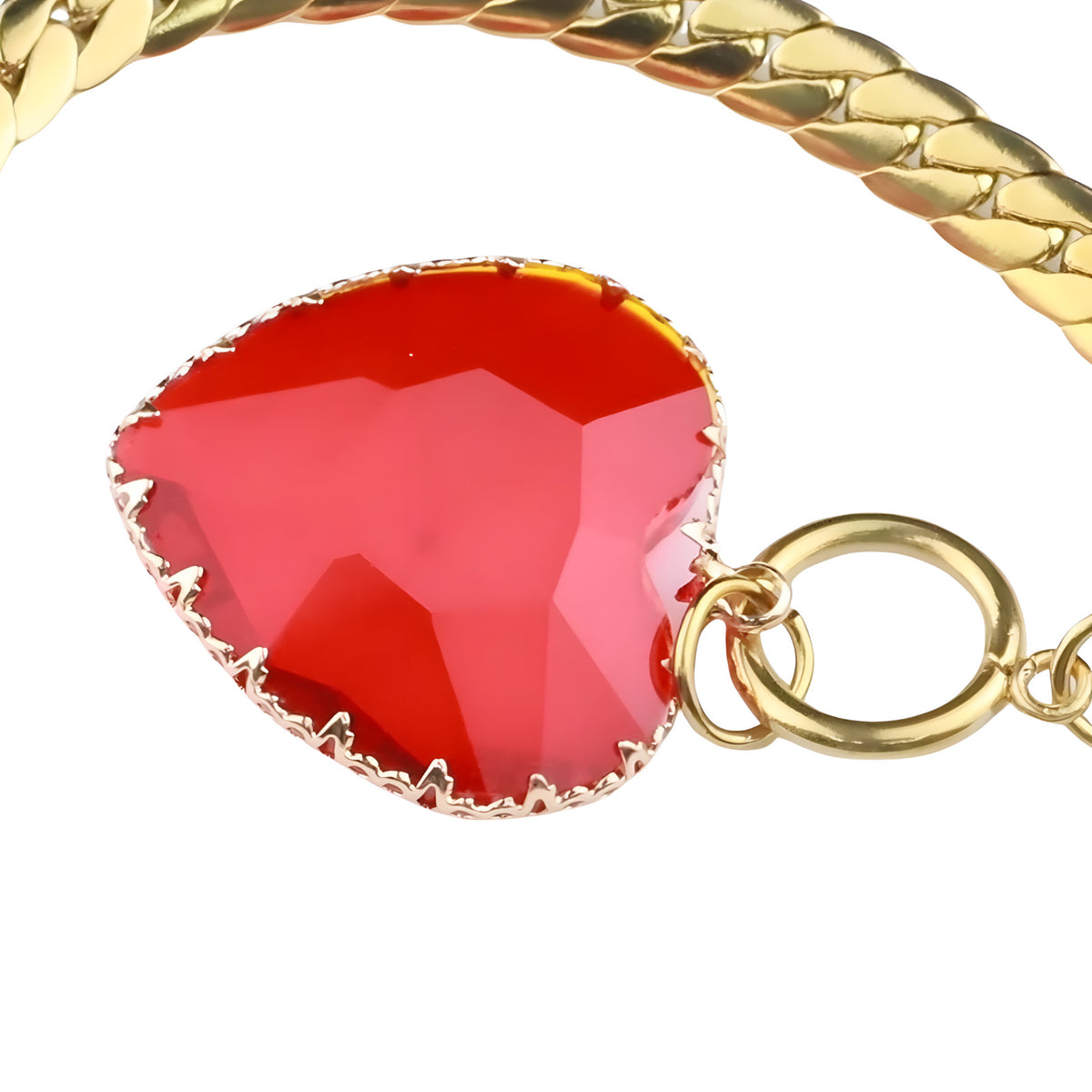 Red Heart Pendant Necklace 40cm Link Chain Toggle Clasp Statement Clavicle 1328