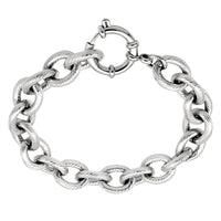 Gold Colour Chunky Link Bracelet Women, Luxury Textured Oval Chain Bracelet B331