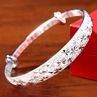 Unified Jewellery Engraved Floral Wide Bangle Adjustable Bracelet Women 1863