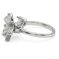 Deluxe Sparkling Four Leaf Clover Spinner Ring Rotating Zirconia Adjustable 1524