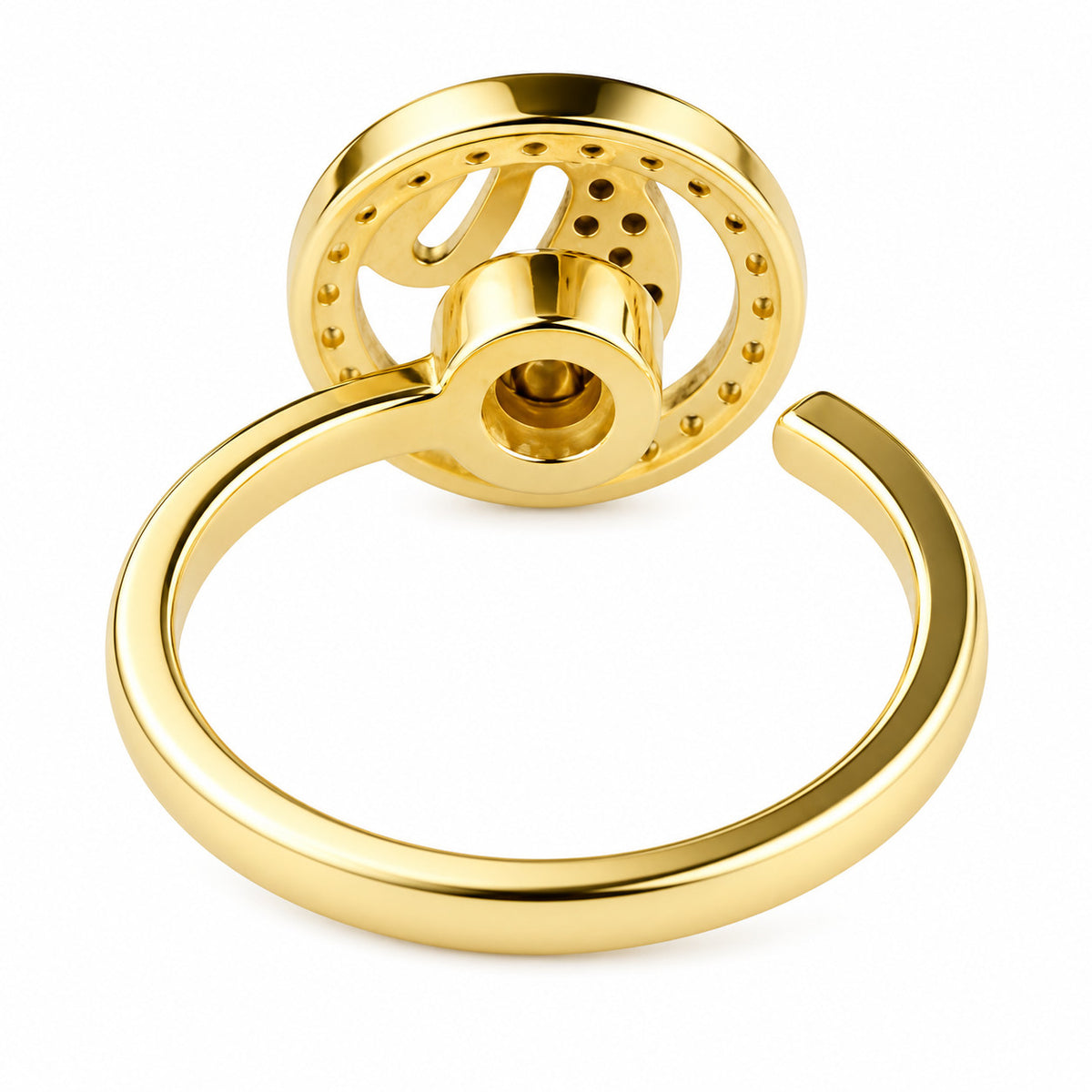 Halo Statement Ring For Women Gold Tone Crystal Border Fashion Ring Elegant 1573