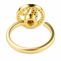 Halo Statement Ring For Women Gold Tone Crystal Border Fashion Ring Elegant 1573
