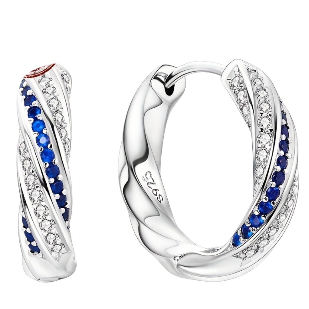 925 Sterling Silver Colored Zirconium Stars Hoop Earrings For Women Jewelry 539