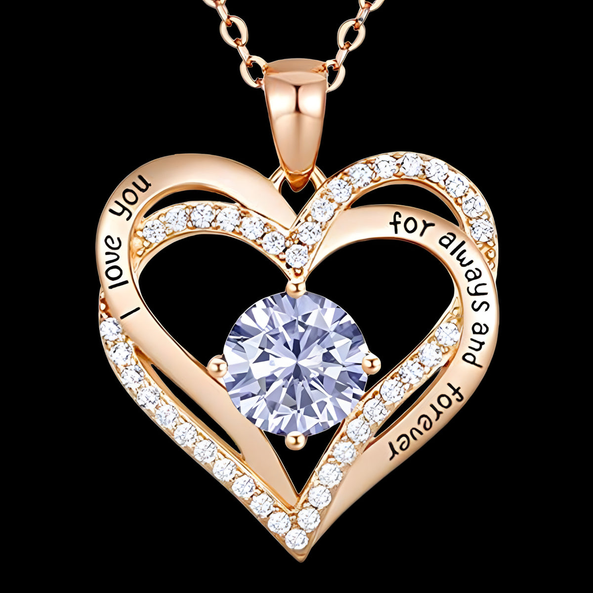 Rose Gold Plated Heart Pendant Necklace (14K Gold Plated Stainless Steel) B283
