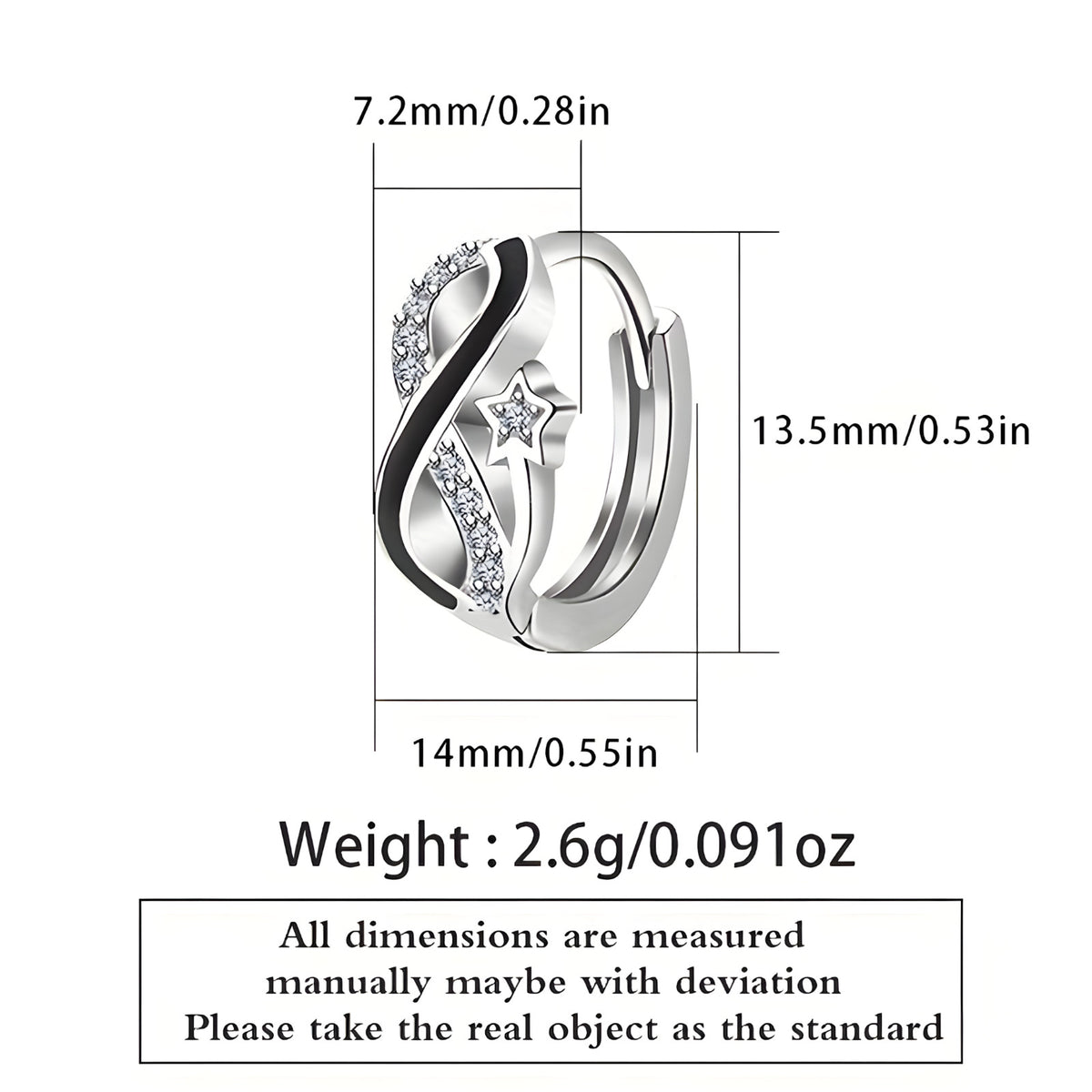 925 Sterling Silver Crystal Hoop Earrings, Huggie Style with Cubic Zirconia 538