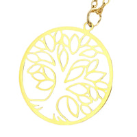 Tree of Life Necklace for Women – Gold Stainless Steel 26mm Round Pendant 1099