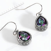 Bohemian Retro Dangle Earrings Women, Copper Alloy Cubic Zirconia Teardrop 551