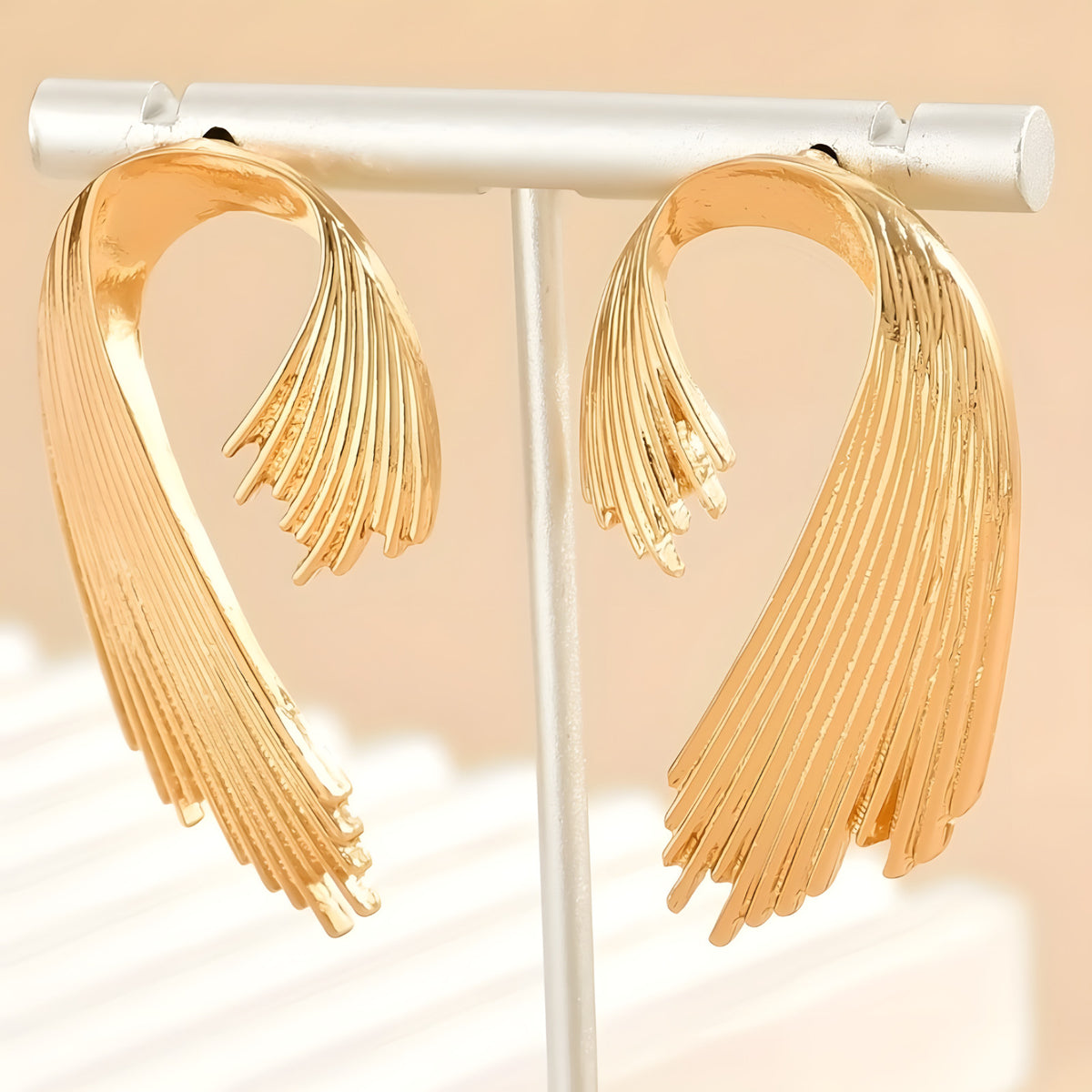 Elegant Gold-Plated Dangle Earrings for Women, Unique Irregular Stripe 553