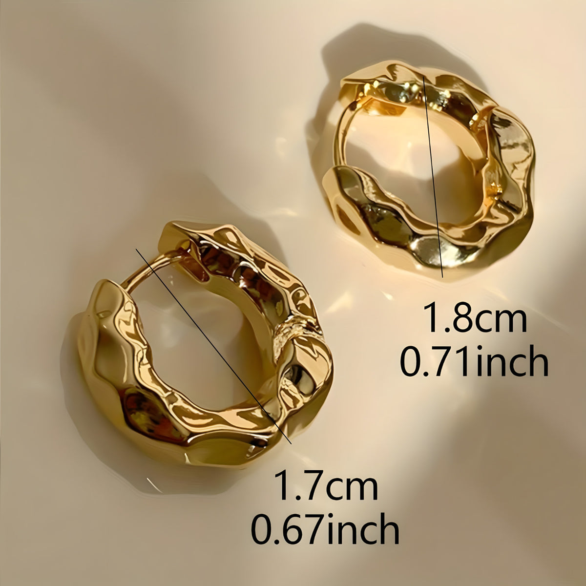 Vintage Gold Irregular Hammered Chunky Earrings Women Minimalist Geometric 547