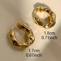 Vintage Gold Irregular Hammered Chunky Earrings Women Minimalist Geometric 547