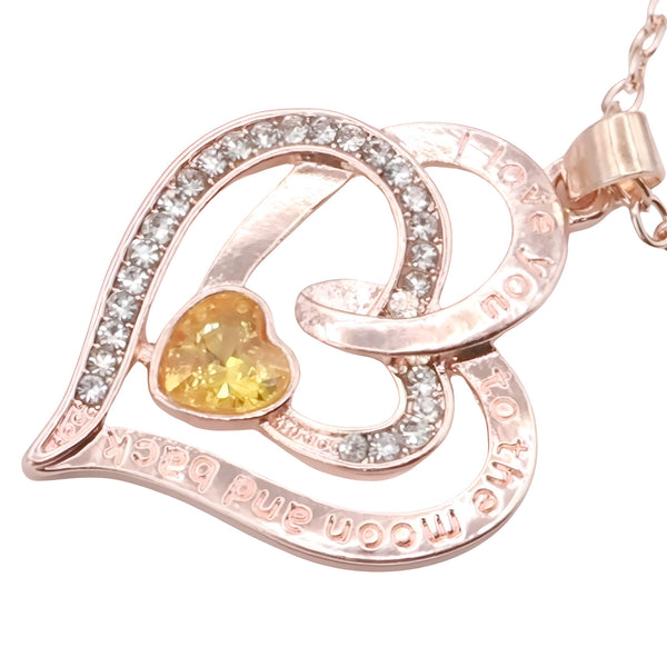 18K Gold Plated Heart Shaped Pendant Necklace Women Zinc Alloy Romantic B312