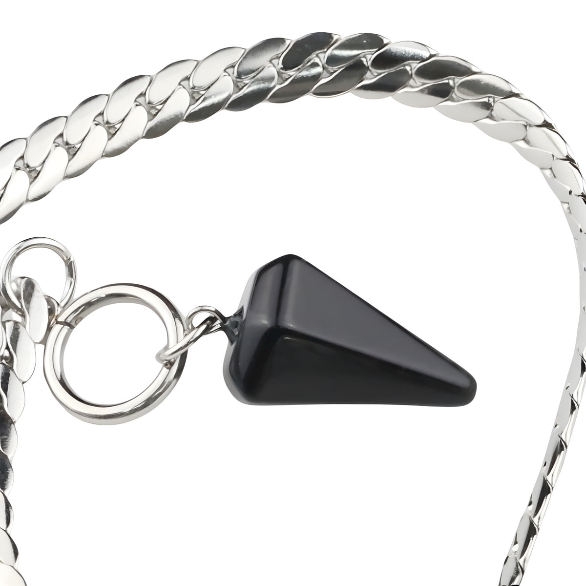 Black Cone Pendant Necklace 40cm Cuban Chain Toggle Clasp Gothic Minimalist 1326