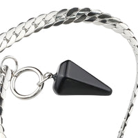 Black Cone Pendant Necklace 40cm Cuban Chain Toggle Clasp Gothic Minimalist 1326