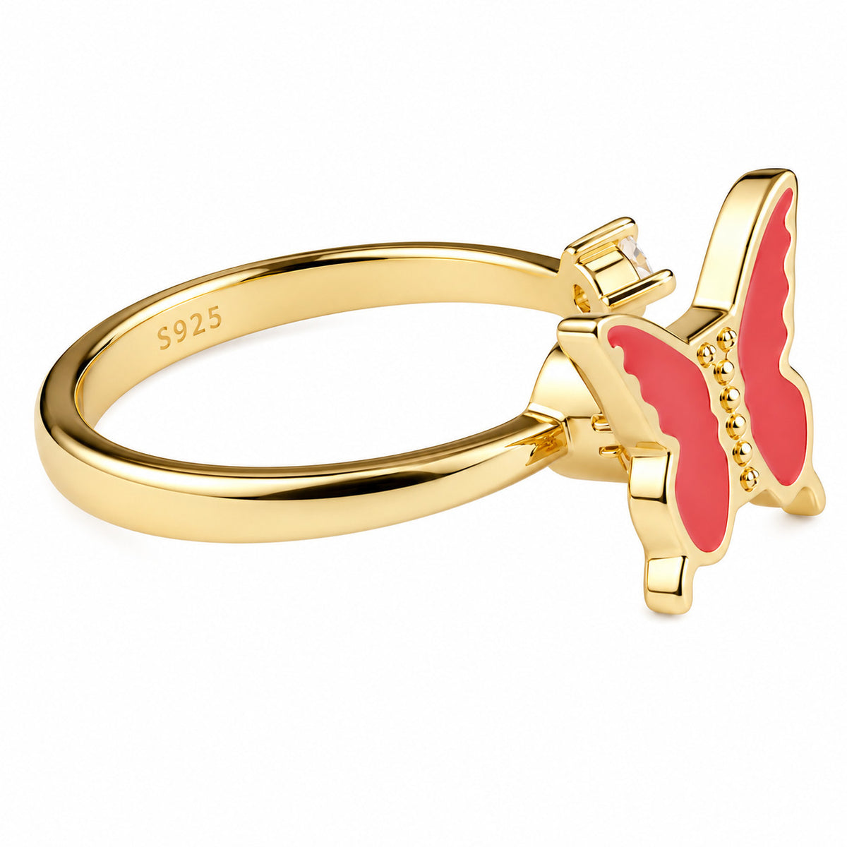 Gold Butterfly Ring Adjustable Open Spinner Ring Rotating Fidget Ring 1572