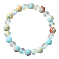 Aura Quartz and Ocean Sediment Beaded Bracelet - Unisex - Homeopathic 1857
