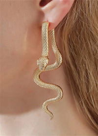 Gold Snake Drop Earrings Women – Punk Style Animal Design Zinc Alloy Jewelry 751