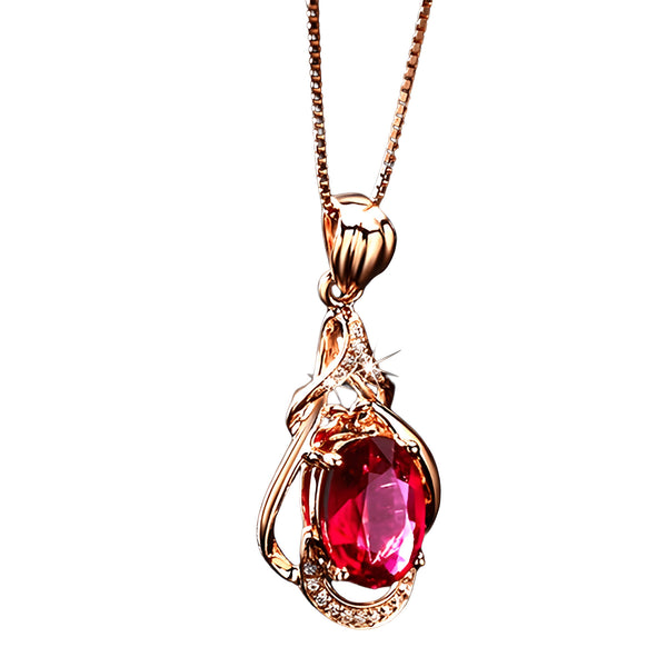 14k Rose Gold Plated Sterling Silver Gourd Flower Pendant Necklace for Women 540