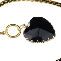 Black Heart Pendant Necklace Bold Toggle Chain Statement Collar Necklace 1329