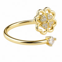 Rotating Clover Spinner Ring Adjustable Anxiety Fidget Ring Open Wrap 1576