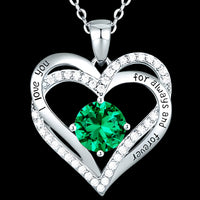 Emerald Heart Necklace For Women Rhodium-Plated Base Metal Zircon Fashion B277