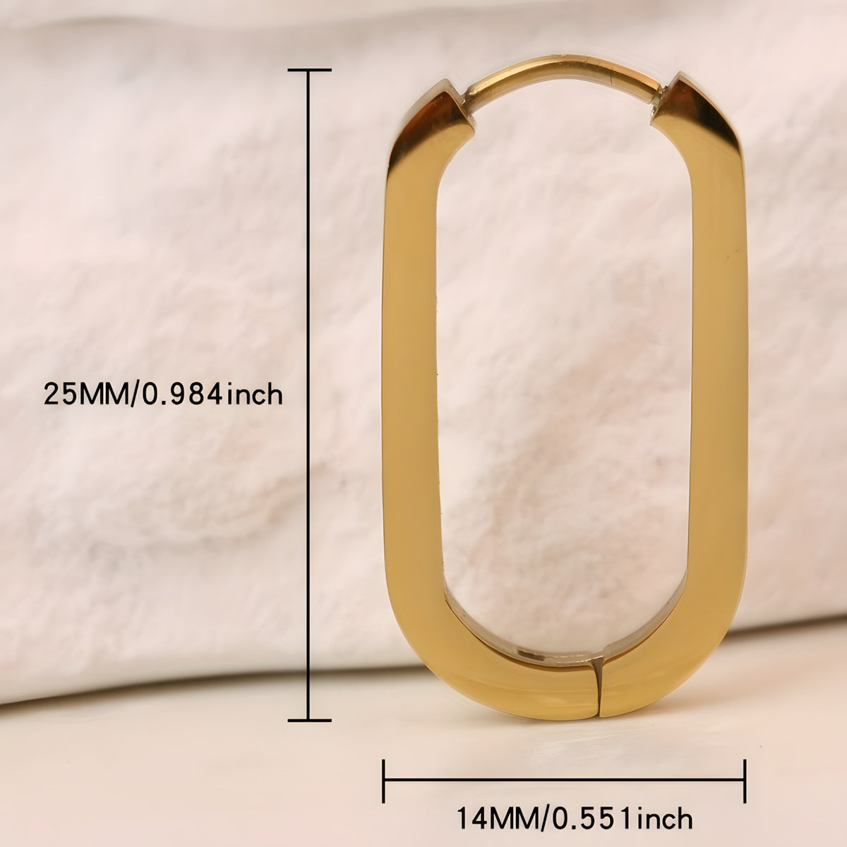 Gold Hoop Earrings Women, Small Stainless Steel Geometric Triangle Rectangle 549