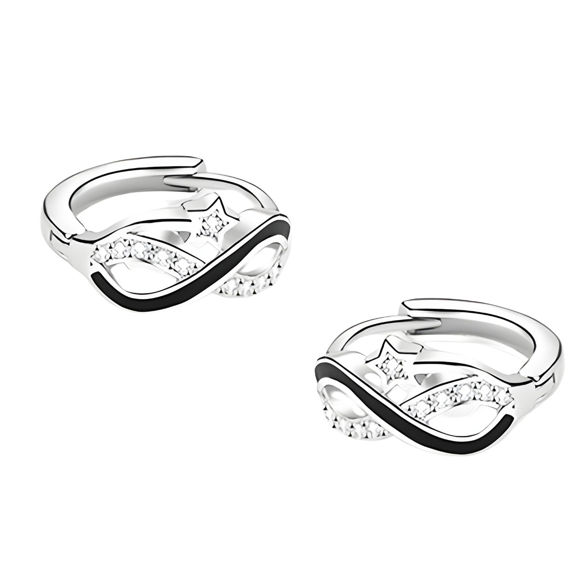 925 Sterling Silver Crystal Hoop Earrings, Huggie Style with Cubic Zirconia 538