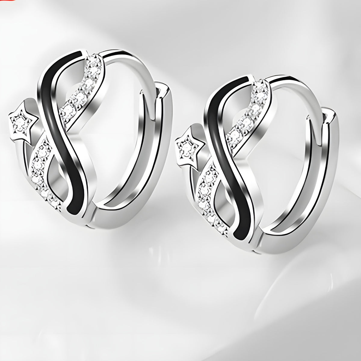925 Sterling Silver Crystal Hoop Earrings, Huggie Style with Cubic Zirconia 538