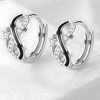 925 Sterling Silver Crystal Hoop Earrings, Huggie Style with Cubic Zirconia 538